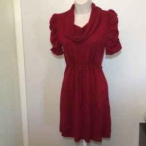 GORGEOUS red sweater dress with waist tie